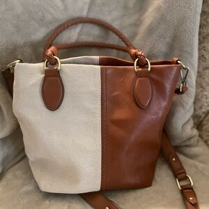 Faux Leather and Canvas Purse